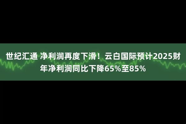 世纪汇通 净利润再度下滑！云白国际预计2025财年净利润同比下降65%至85%