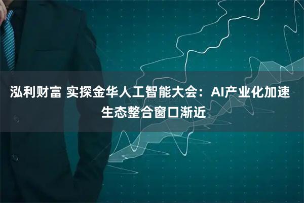 泓利财富 实探金华人工智能大会:AI产业化加速 生态整合窗口渐近