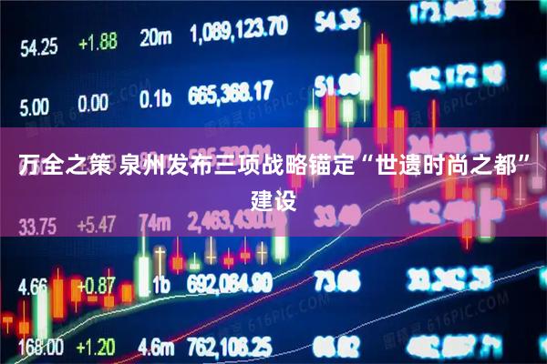 万全之策 泉州发布三项战略锚定“世遗时尚之都”建设