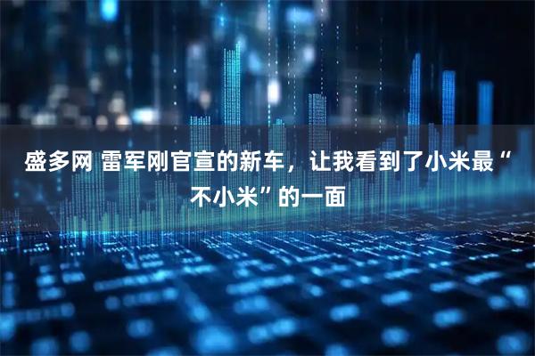 盛多网 雷军刚官宣的新车，让我看到了小米最“不小米”的一面