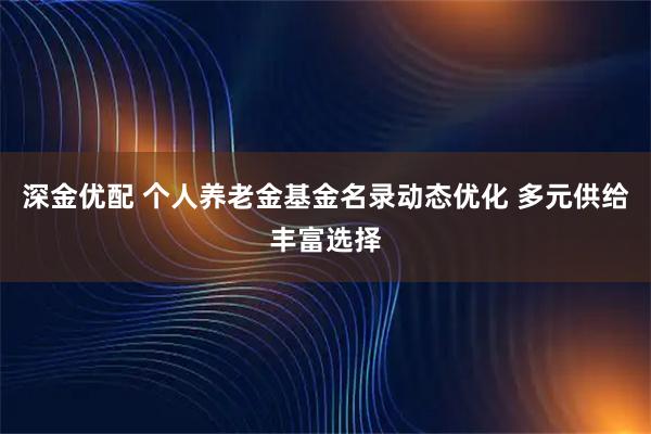 深金优配 个人养老金基金名录动态优化 多元供给丰富选择