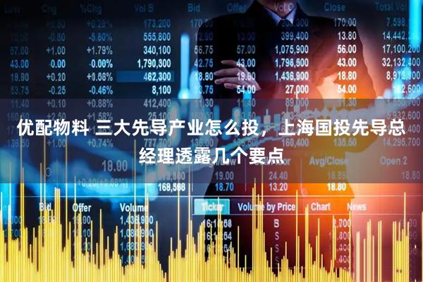 优配物料 三大先导产业怎么投，上海国投先导总经理透露几个要点